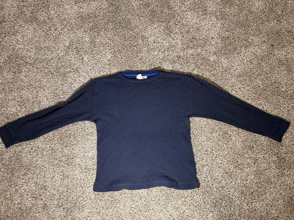 Old Navy Boys Navy Blue Thermal Waffle Knit Long Sleeve Shirt Size 6-7